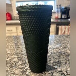 Starbucks 24 oz dark green matte studded tumbler.